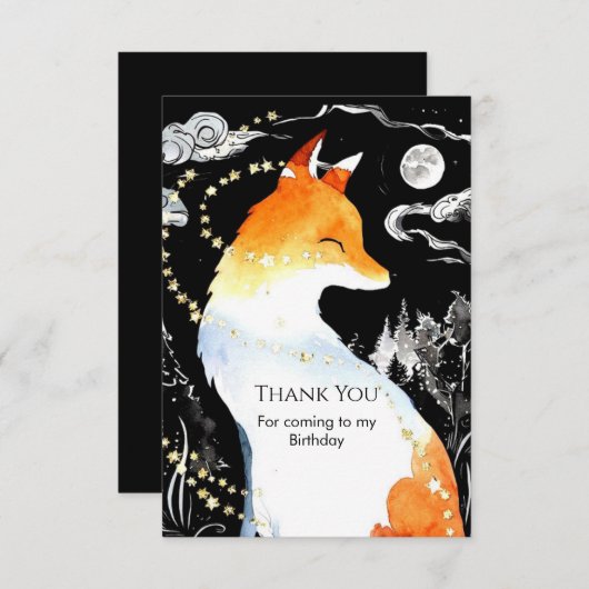 Whimsical Fun Fox verjaardag Bedankkaart (Voorkant / Achterkant)