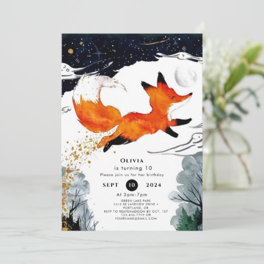 Whimsical Fun Fox verjaardag Kaart (Staand voorkant)