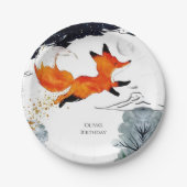 Whimsical Fun Fox verjaardag Papieren Bordje (Voorkant)