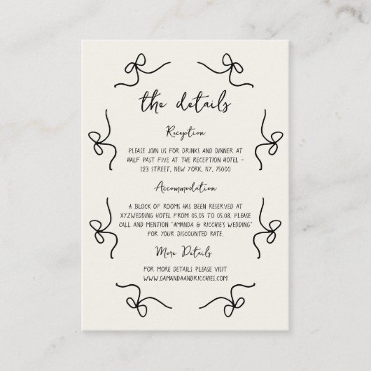 Whimsical Fun Franse bruiloft Hand getrokken detai Informatiekaartje (Voorkant)