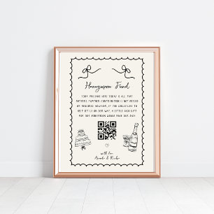 Whimsical Fun Franse bruiloft huwelijksreis fonds Poster