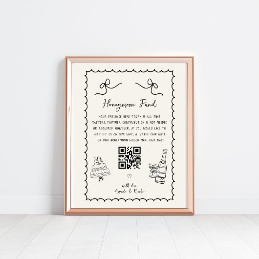 Whimsical Fun Franse bruiloft huwelijksreis fonds  Poster