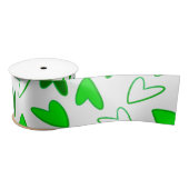 Whimsical Fun Green Heart Pattern Satijnen Lint (Spoel)