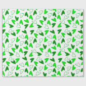 Whimsical Fun Green Hearts Patroon Cadeaupapier (Vlak)