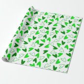 Whimsical Fun Green Hearts Patroon Cadeaupapier (Uitgerold)
