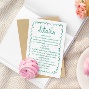 Whimsical Fun Hand geïllustreerd Blauw Groen Lijst Informatiekaartje