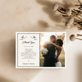 Whimsical Fun Hand getekend Frans 2 foto bruiloft Bedankkaart