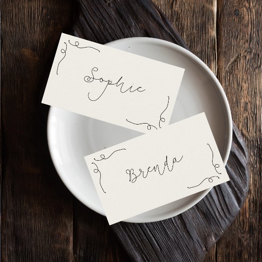 Whimsical Fun Hand getrokken Franse bruiloft platt Plaatskaartje