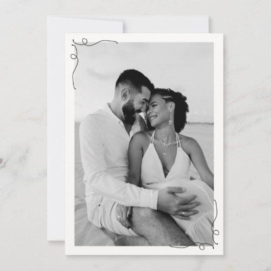 Whimsical Fun Hand getrokken Lijst Wijn Pizza Huwe Save The Date (Achterkant)