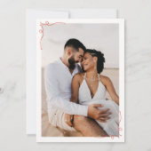 Whimsical Fun Hand getrokken Lijst Wijn Pizza Huwe Save The Date (Achterkant)