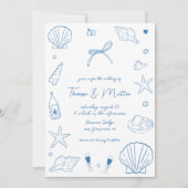 Whimsical Fun Hand Getrokken Nautische Kust Trouwe Kaart (Voorkant)