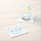 Whimsical Fun Hand Getrokken Nautische Kust Trouwe Kartonnen Onderzetters (Insitu)