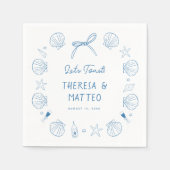 Whimsical Fun Hand Getrokken Nautische Kust Trouwe Servet (Voorkant)