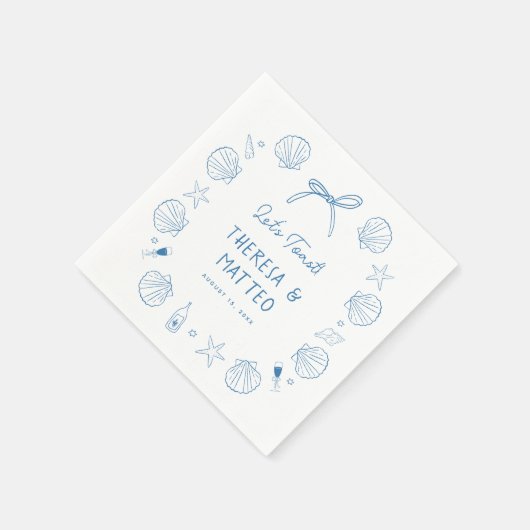 Whimsical Fun Hand Getrokken Nautische Kust Trouwe Servet (Hoek)