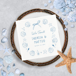 Whimsical Fun Hand Getrokken Nautische Kust Trouwe Servet