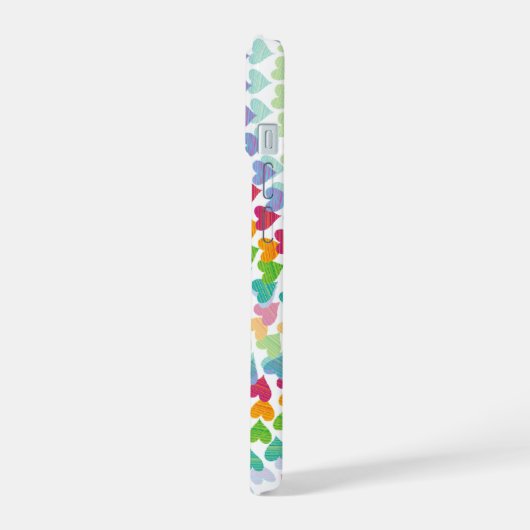 Whimsical Fun Kleurrijke Rainbow Heart Sprinkles iPhone 15 Case (Linkerkant)