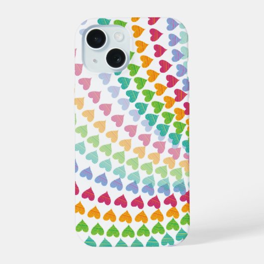 Whimsical Fun Kleurrijke Rainbow Heart Sprinkles iPhone 15 Case (Achterkant)