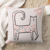 Whimsical Fun Roze Bloemenkleed Kat Denk Roze Kussen (Deken)