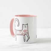 Whimsical Fun Roze Bloemenkleed Kat Think Pink Mok (Voorkant links)