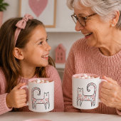 Whimsical Fun Roze Bloemenkleed Kat Think Pink Mok