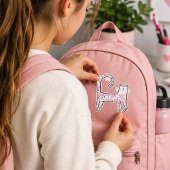 Whimsical Fun Roze Bloemenkleed Kat Think Pink Sticker
