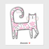 Whimsical Fun Roze Bloemenkleed Kat Think Pink Sticker (Vel)