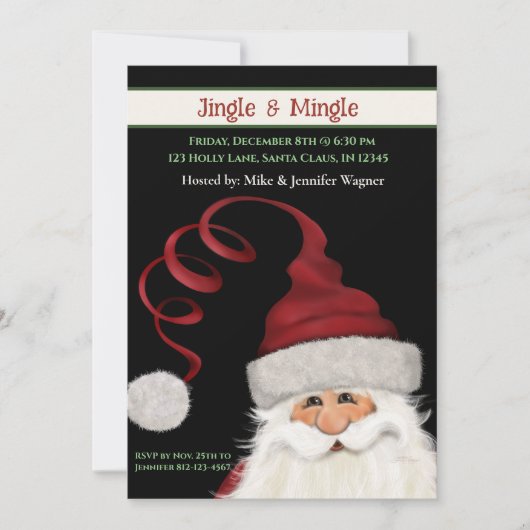 Whimsical Fun Santa Custom Rood Groen Kerstmis Kaart (Voorkant)