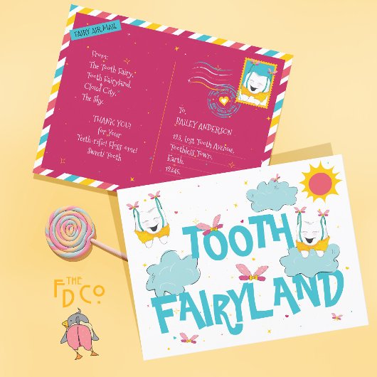 Whimsical Fun Schattige Tooth Fairyland Briefkaart