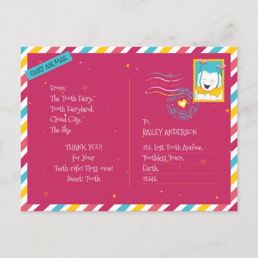 Whimsical Fun Schattige Tooth Fairyland Briefkaart (Achterkant)