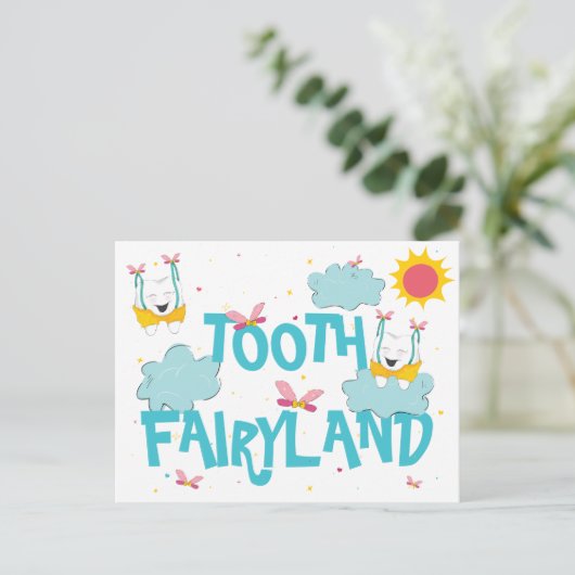 Whimsical Fun Schattige Tooth Fairyland Briefkaart (Staand voorkant)