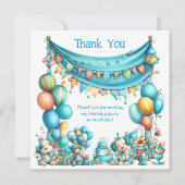 Whimsical Fun Teal Birthday  Bedankkaart (Voorkant)