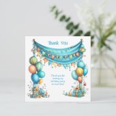 Whimsical Fun Teal Birthday  Bedankkaart (Staand voorkant)