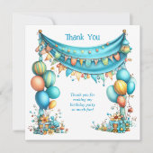 Whimsical Fun Teal Birthday  Bedankkaart (Voorkant)