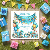 Whimsical Fun Teal Birthday  Bedankkaart