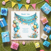 Whimsical Fun Teal Birthday Bedankkaart