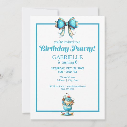 Whimsical Fun Teal Birthday  Kaart (Voorkant)