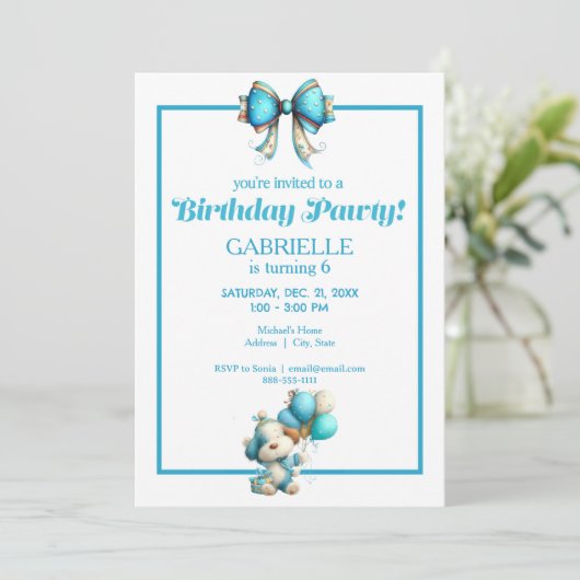 Whimsical Fun Teal Birthday Kaart (Staand voorkant)