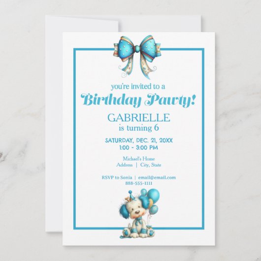 Whimsical Fun Teal Birthday  Kaart (Voorkant)