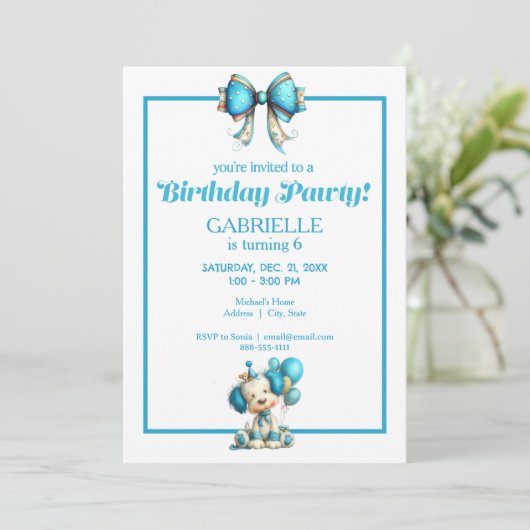 Whimsical Fun Teal Birthday  Kaart (Staand voorkant)