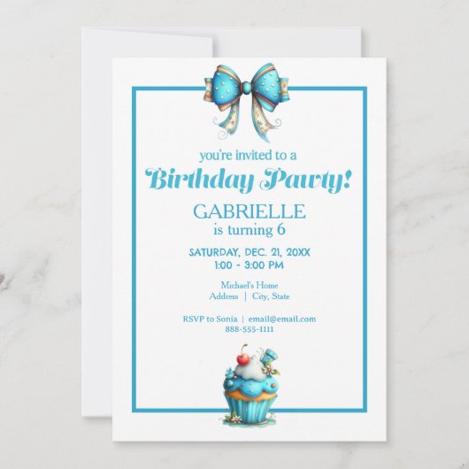 Whimsical Fun Teal Birthday  Kaart (Voorkant)