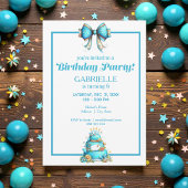 Whimsical Fun Teal Birthday Kaart