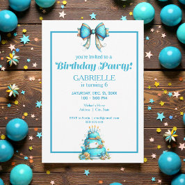 Whimsical Fun Teal Birthday  Kaart