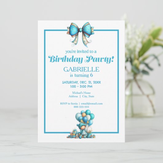 Whimsical Fun Teal Birthday Kaart (Staand voorkant)