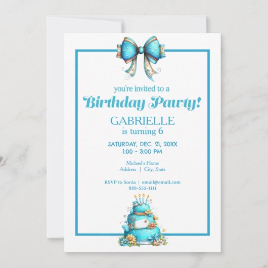 Whimsical Fun Teal Birthday  Kaart (Voorkant)
