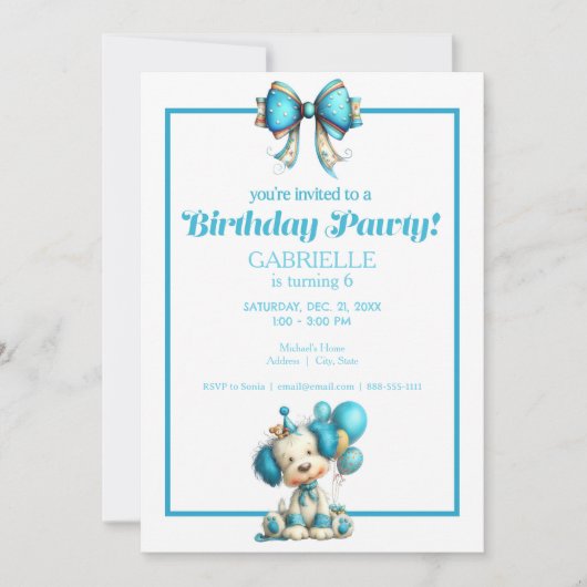 Whimsical Fun Teal Birthday  Kaart (Voorkant)