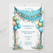 Whimsical Fun Teal Birthday  Kaart (Voorkant)