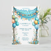 Whimsical Fun Teal Birthday  Kaart (Staand voorkant)