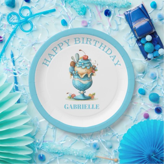 Whimsical Fun Teal Birthday  Papieren Bordje (Feest)
