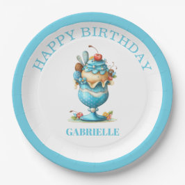 Whimsical Fun Teal Birthday  Papieren Bordje
