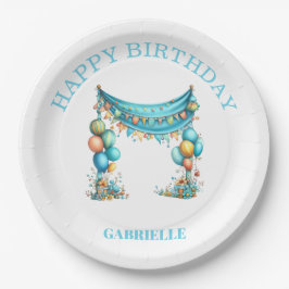Whimsical Fun Teal Birthday  Papieren Bordje